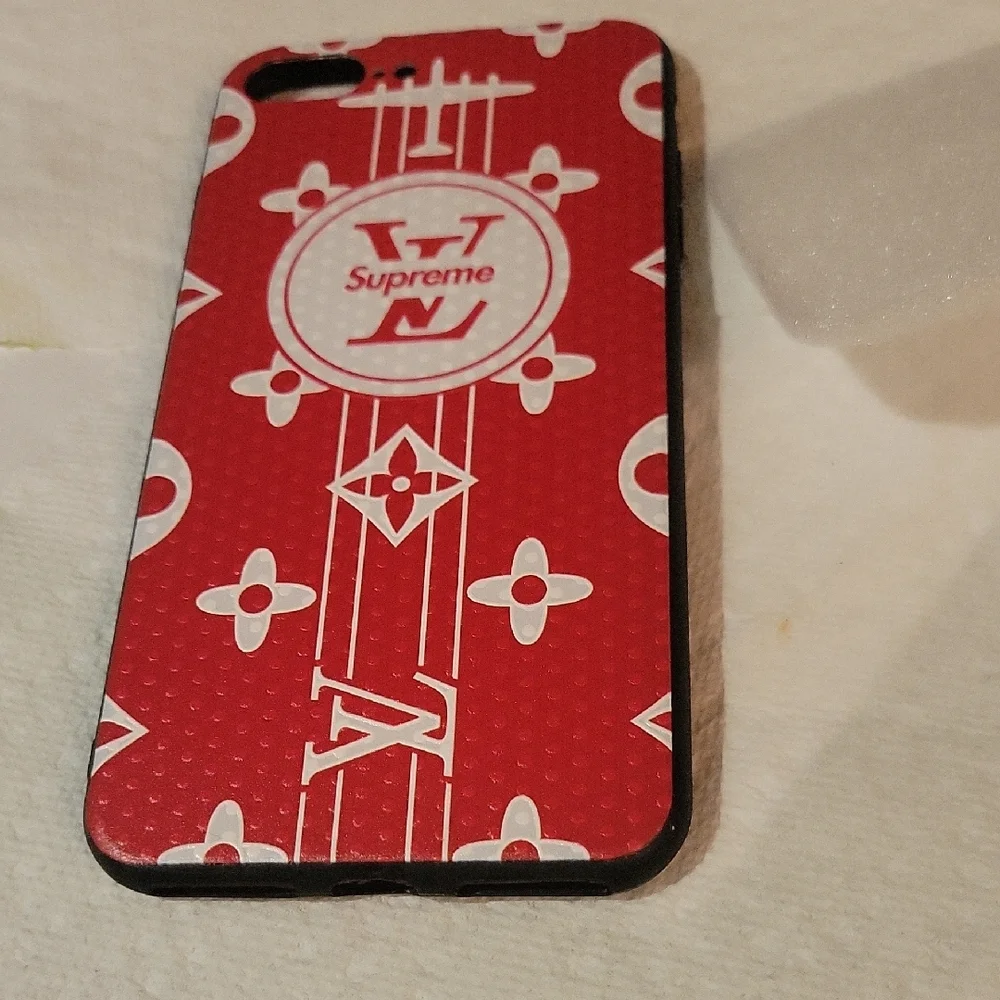 Supreme VL Red and White Patterned Phone Case for 7 Plus